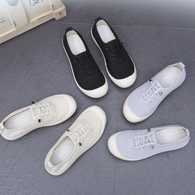 Women's Breathable Soft Soled Loafers Lightweight Singles Shoes Comfortable Anti Slip Round Head Solid Colour Walking Sneakers