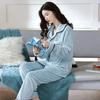 Костюмная пижама, Женская пижама из кораллового флиса, Осенне-зимняя утолщенная теплая фланелевая пижама, Женщины могут носить дома и на улице