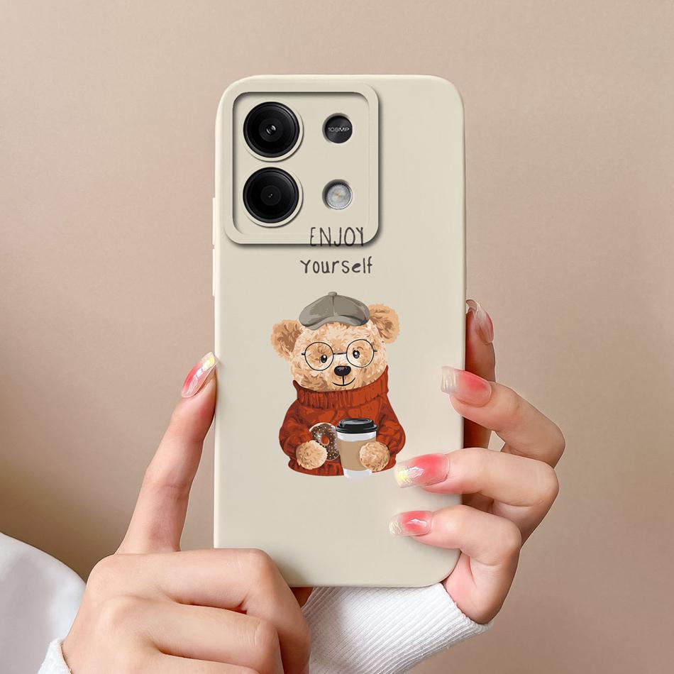 Чехол для телефона Xiaomi Redmi Note 13 Pro, мишка, жидкий силикон, полная защита, противоударная крышка для Redmi Note13 13Pro 4G 5G Capa