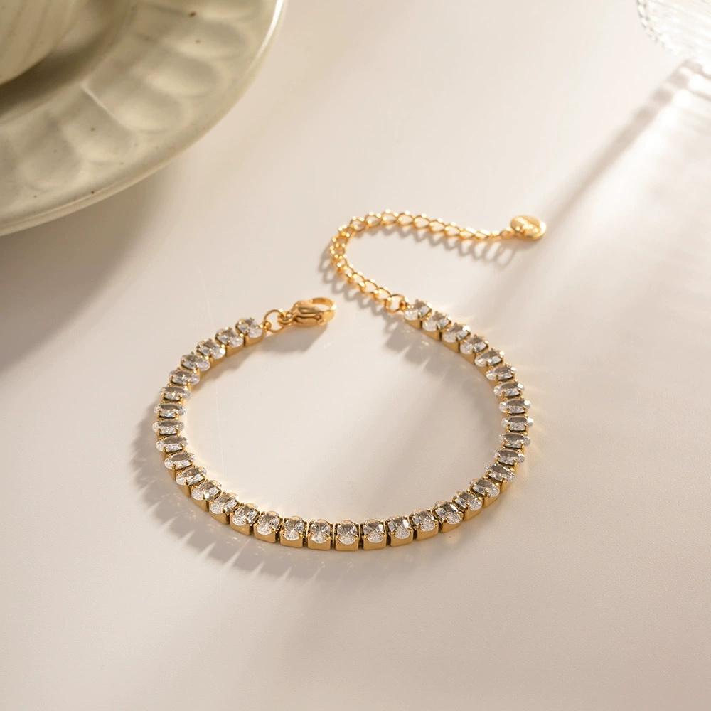 Yori Stainless Steel Cubic Zirconia Bracelet Waterproof Hypoallergenic Summer Seaside Beach Trendy Jewelry