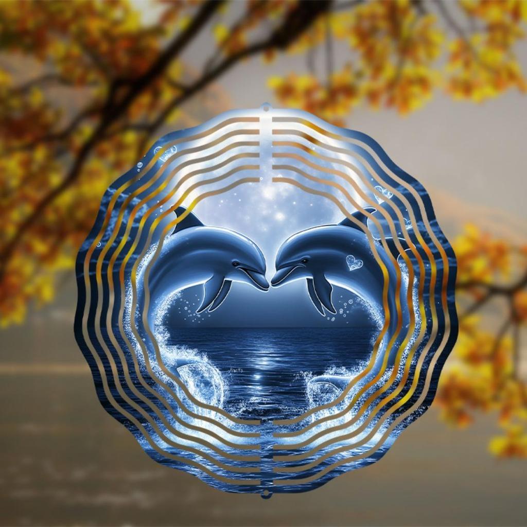 Романтическая 2D Металлическая Подвеска-Колокольчик в виде Дельфина со Свечением Ночного Неба для Декора в Помещении и на Улице, Сада, Патио, на День Благодарения