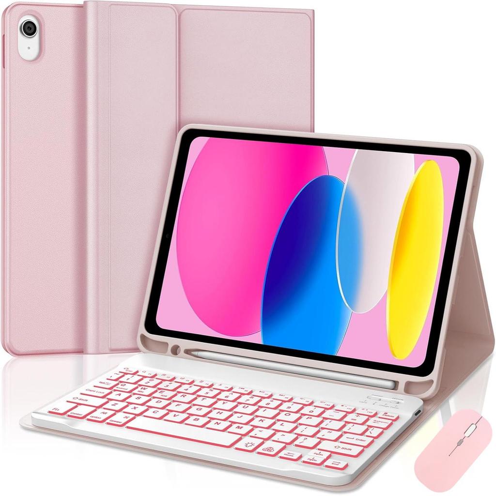 Красный чехол для планшета Xiaomi Pad 2 2025 года с магнитной задней панелью, Bluetooth-клавиатурой с подсветкой и слотом для стилуса для Redmi SE11
