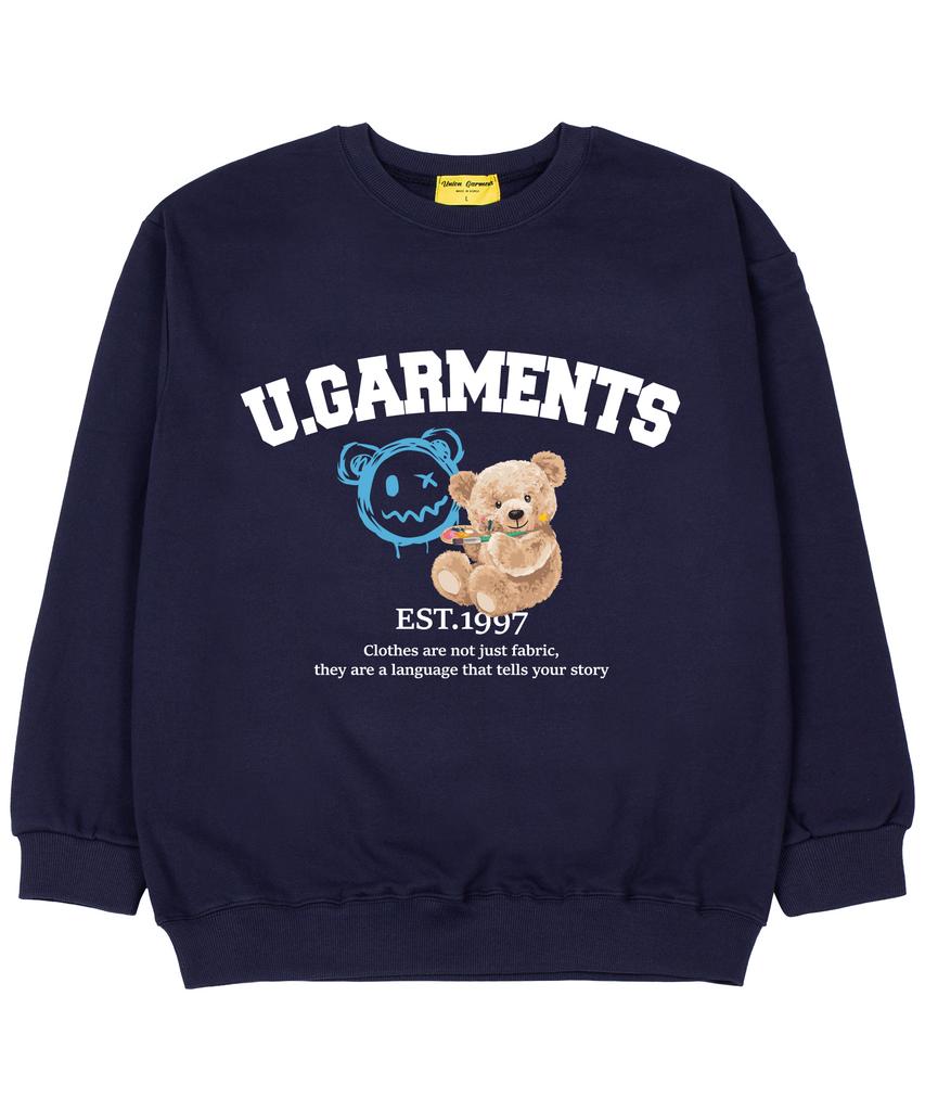 UNION GARMENTS Artbear French Terry Oversized Sweatshirt Navy