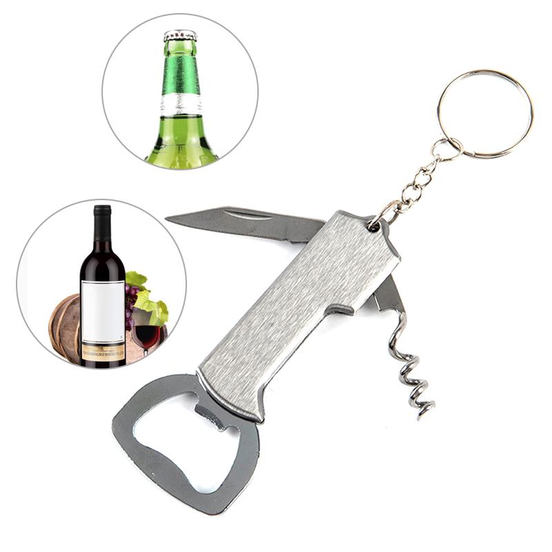 Portable Wine Beer Bottle Opener Keychain Stainles Steel Multifunctionial Opener