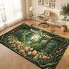 Mushroom Forest Theme Crystal Velvet Floor Rug Personalized Custom Name Text Warm Carpet Home Decoration