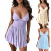 Женское модное летнее платье, сексуальное, повседневное, с подтяжками, с V-образным вырезом, облегающее платье
