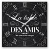 [A2860] - Деревянные настенные часы La Table des Amis, черные - 28x28 см