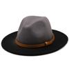 Hot Women Men Wool Vintage Trilby Felt Fedora Hat With Wide Brim Gentleman Elegant Gradient Color For Lady Winter Red Jazz Caps