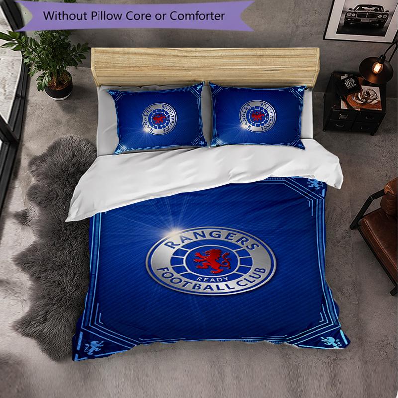 Rangers FC Themed Bedding 3Pcs Duvet Cover Set Decorative Bed Linen For Teen Room Home Decoration