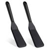 2-Pack Small Omelette Turner - Thin Egg Flipper, Silicone Heat-Resistant Non-Stick, Black Long Crepe and Pancake Spatula for Omelettes, Pancakes, Hamb