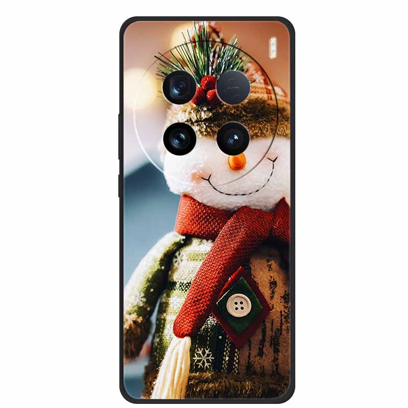 Christmas Phone Cases For Vivo X100 Ultra Pro 5G Case Black Silicone TPU Soft Cover For vivo X100 6.78" Santa Claus Bumper Funda