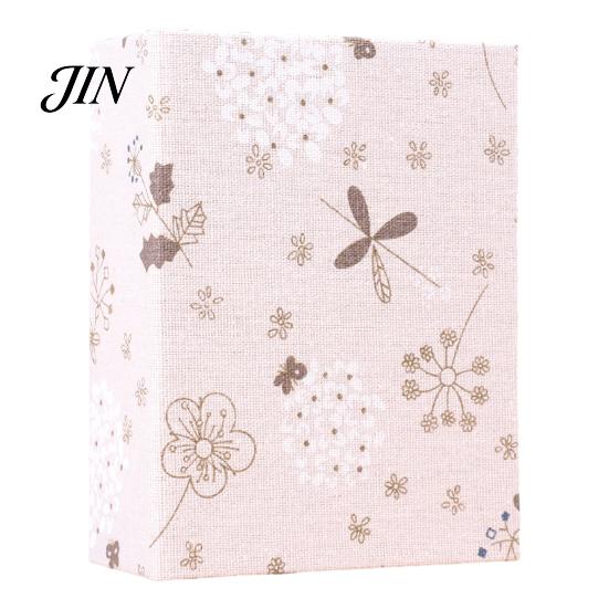 Literary Style Photo Album Mini Printed Fabric Slip-In Album, Portable Floral Print Scrapbook with Transparent Sleeve Pages, Lightweight Inner