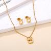 Fashion Cute Owl Charms Pendant Necklace Delicate Owls Animals Small Earrings Stud Titanium Steel Jewelry Set Young Teenagers
