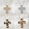 MHS.SUN Luxury Zircon Bubble Cross Pendant Necklace for Women Men Fashion Gold/Silver Color Religious Crosses Jewelry Gift