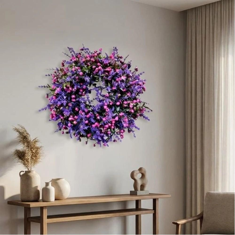 Lifelike Artificial Lavender Wreath Plastic Door Hanging Wreath Front Gate Wreath Office Decor