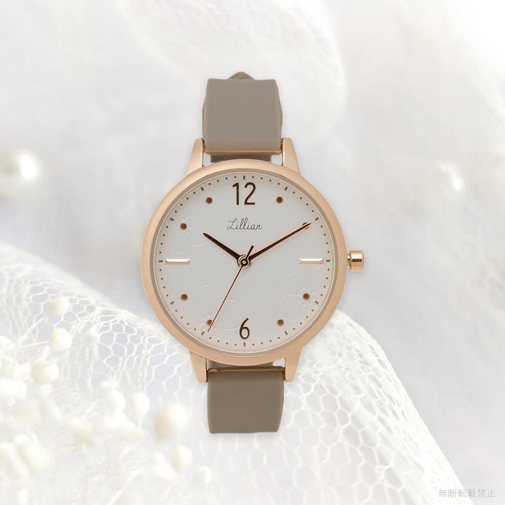 Часы аналоговые с цветочным узором, силиконовый ремешок, коричневый [Fieldwork] женские YM111-5