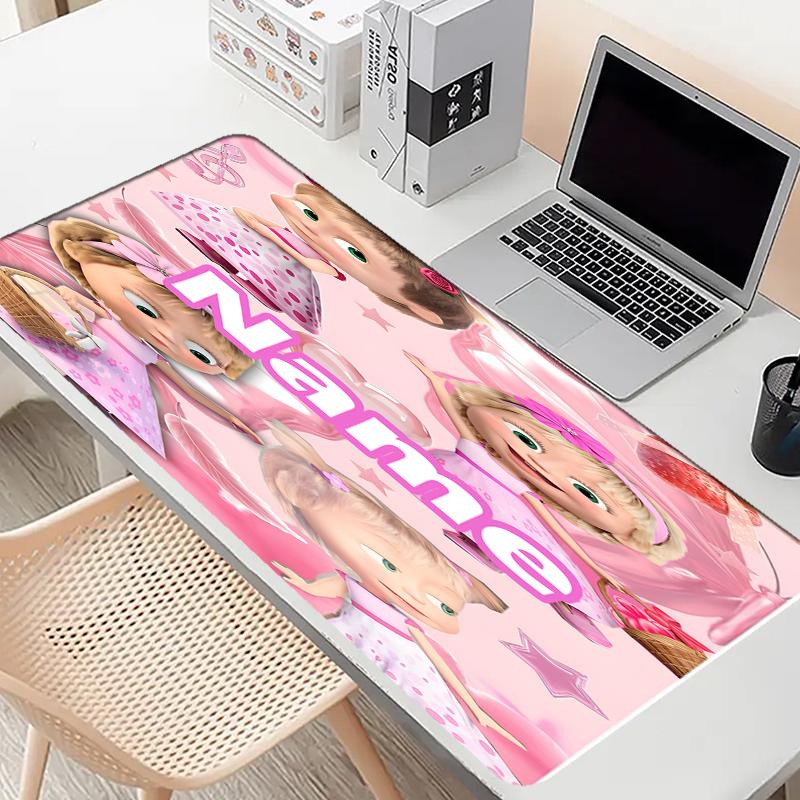 Custom Name Personalized Masha and The Bear Pattern Mousepad, Laptop PC Desk Mat, Decorative Desk Mat for Home Keyboard Pad Gift