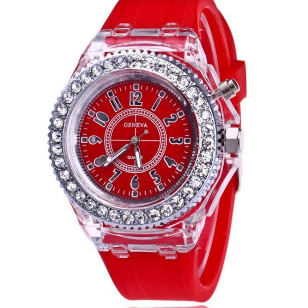 Fashion Rhinestone LED Luminous Watch for Women Outdoor Sports Digital Woman Wirstwatch Clock