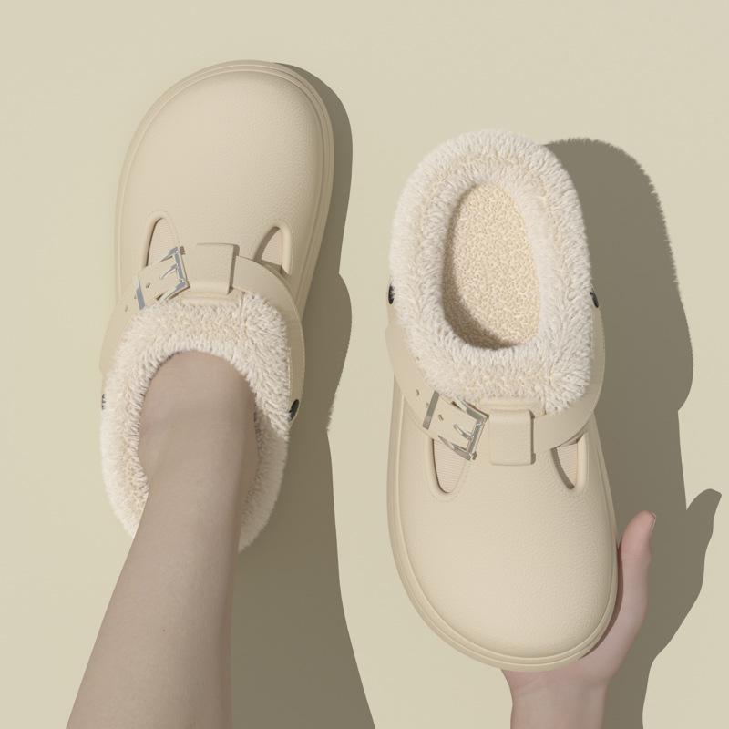 EVA Waterproof Women's Winter Plus Velvet Indoor/Outdoor Slippers - Fashionable Warm Birkenstock-Style Shoes