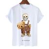 Skull Teddy Bear Summer Y2k Be Yourself Letter Fashion Graphic Tshirt Unisex Basic  Casual Short Sleeve Streetwear Hip-hop Tops Unisex