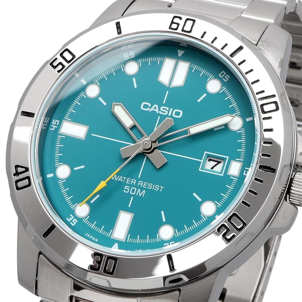 Casio Standard Analog Quartz Watch with Metal International Model Men's MTP-VD01D-3E2V Band, Blue-Green, [Used]
