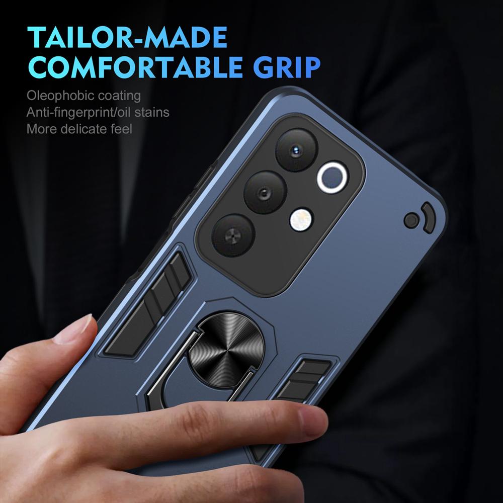 KEYSION Противоударный бронированный чехол для Realme C85 C85 5G Мягкий силикон+ПК Металлическое кольцо-подставка Задняя крышка для телефона для OPPO Realme C85
