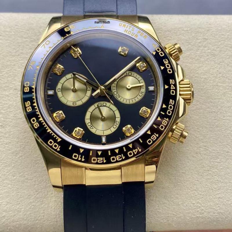 Мужские автоматические механические часы Rolex Daytona 40 мм, многофункциональные, с инкрустацией бриллиантами.