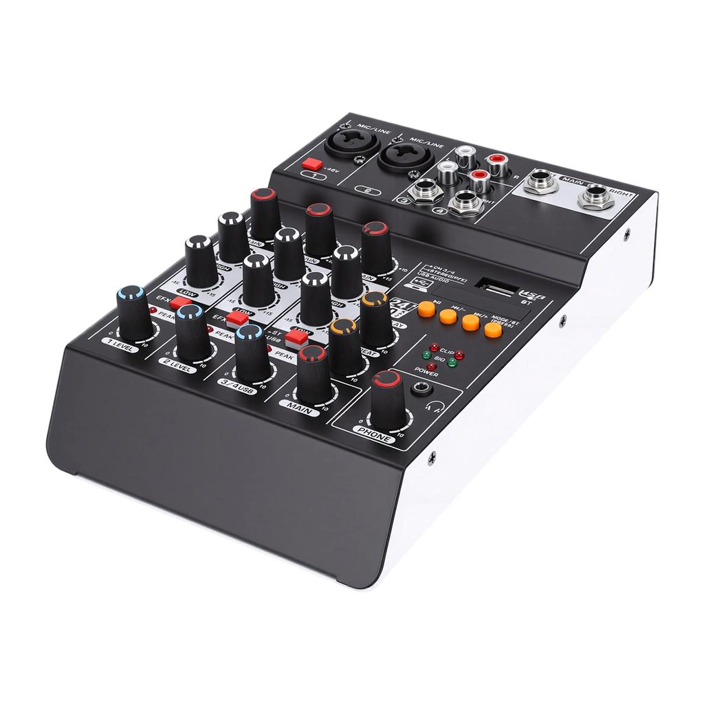 Звуковой микшер USB MP3 Bluetooth Компьютерный вход 4 канала 48 В Фантомное питание Стерео DJ-микшер для компьютерной записи Караоке
