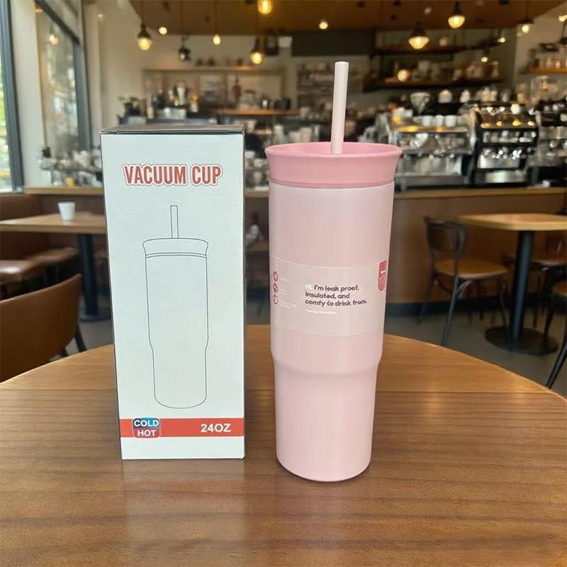 Нержавеющая Изолированная Стальная Дорожная Кружка с Питьевой Соломинкой для Дома и Использования в Автомобиле