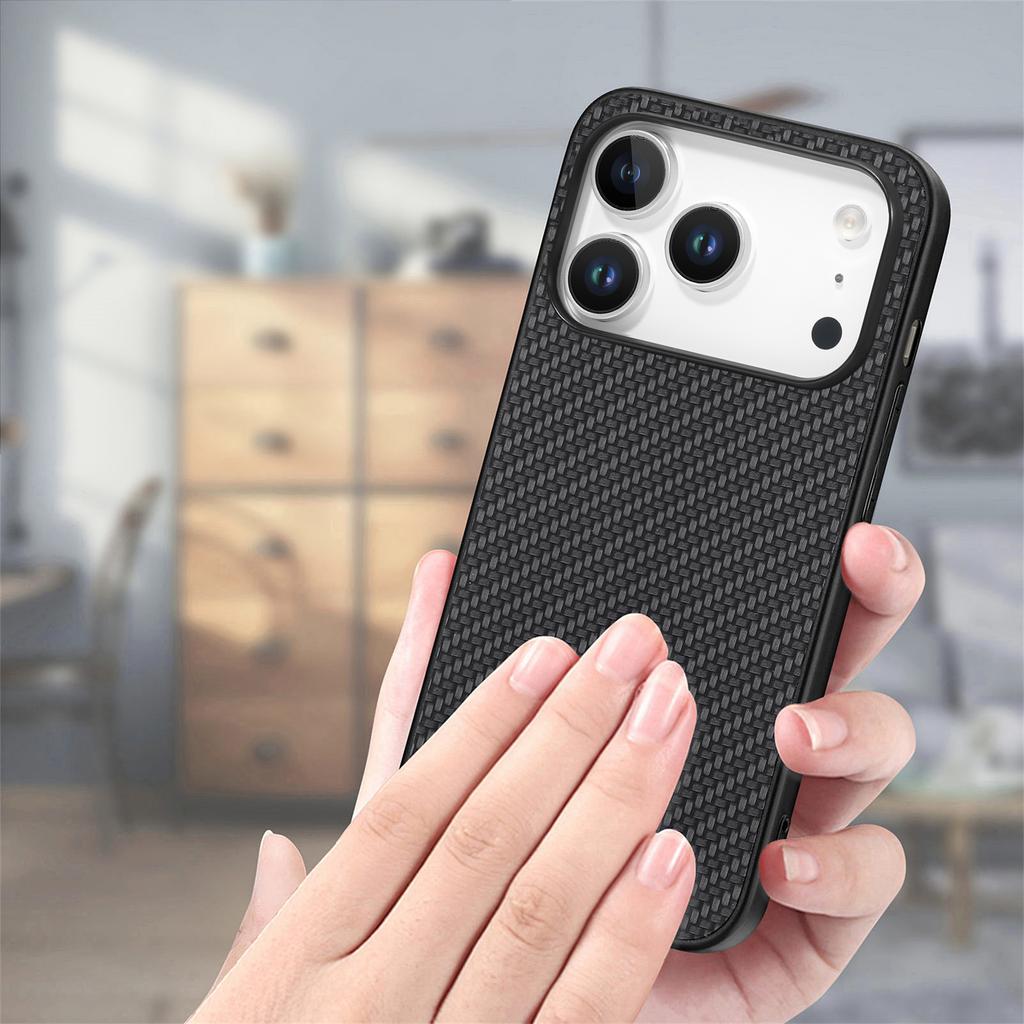 For iPhone 17 Pro Case Carbon Fiber Texture PU+PC+TPU Phone Back Cover