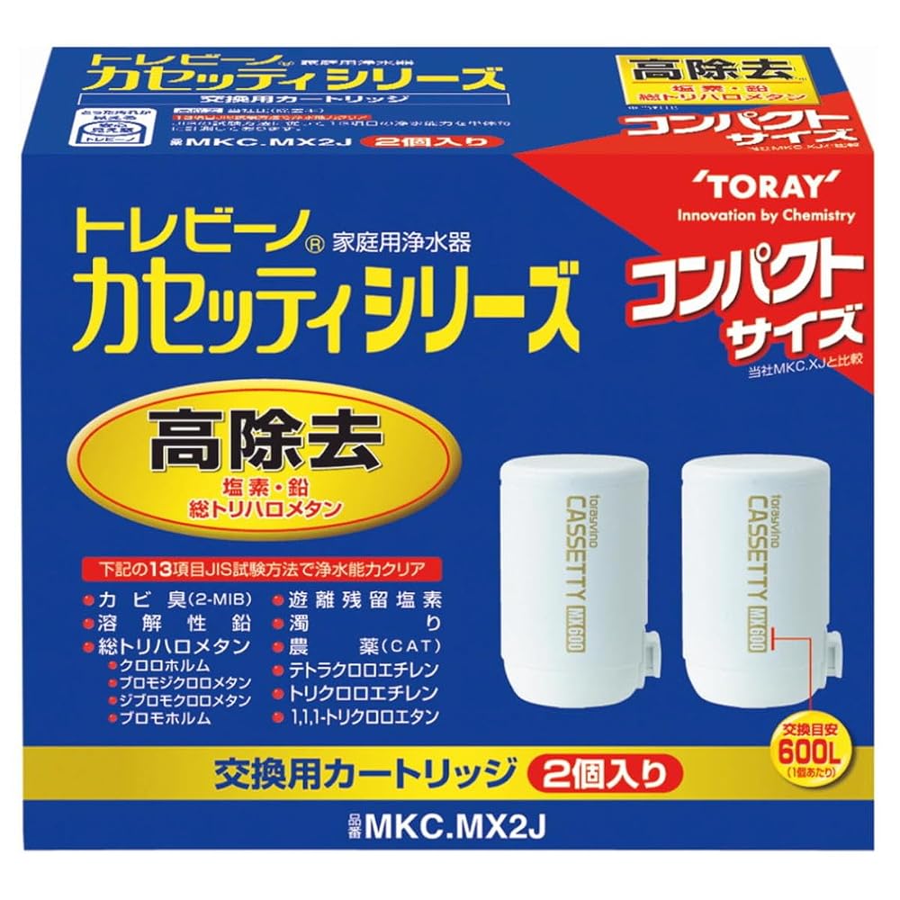 Toray Trevino Water Purifier Replacement Cartridge, Cassetti Series, 2-Pack, High Removal of 13