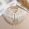 Summer Bow Tie Shawl White Fake Collars for Women Removable Dress Detachable Collar Wrap Shawl  False Collar Decor
