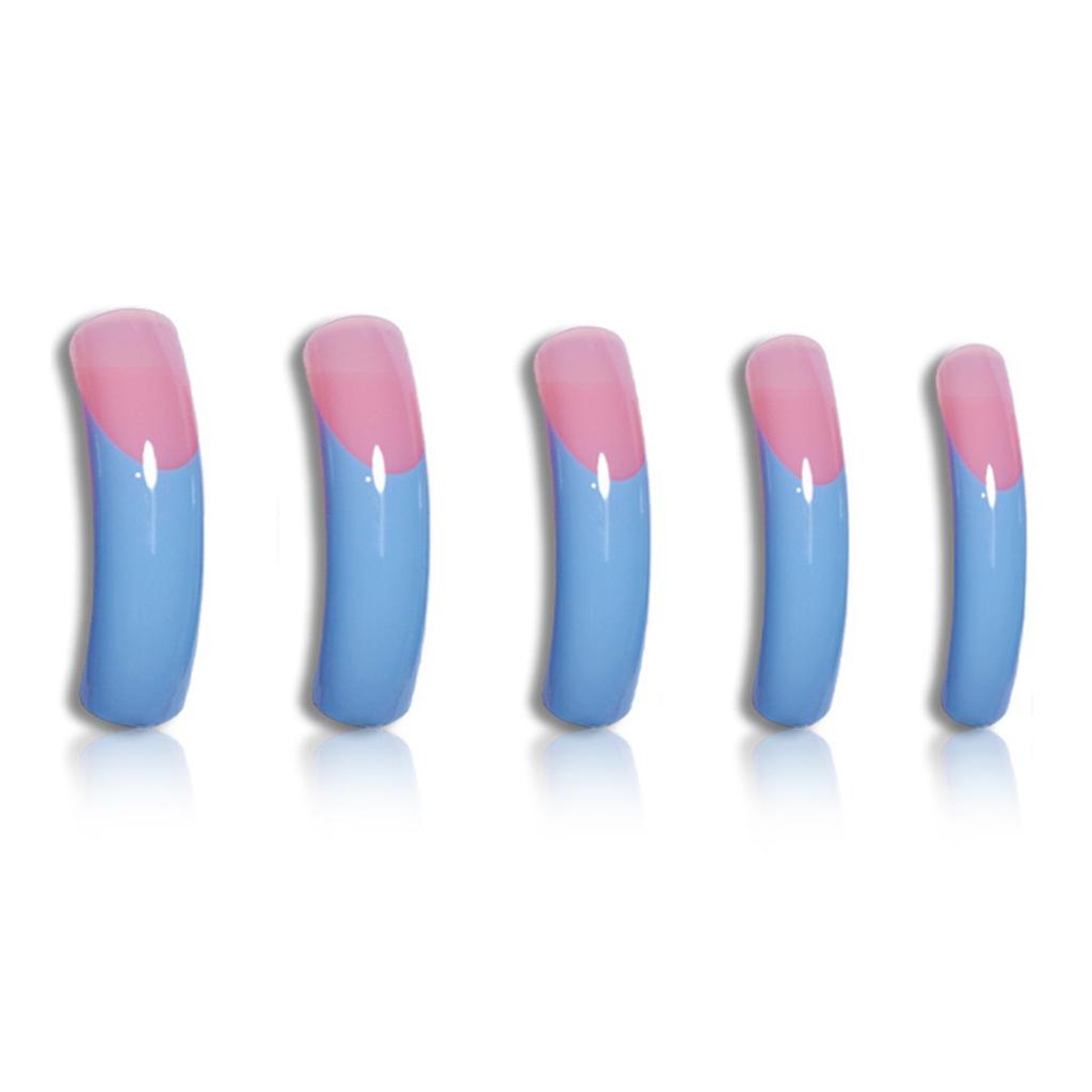 L5 Pink Blue Ombre French Curve Fake Nails 20 Pieces Elegant Design Comfort Fit Durable ABS Material Perfect for Party Wedding Festival