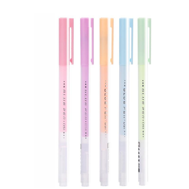 5 Colors Pen-Shaped Solid Glue Stick for Kids Quick-Drying Craft Adhesive Pen for School DIY Scrapbooking Creative Art Tools