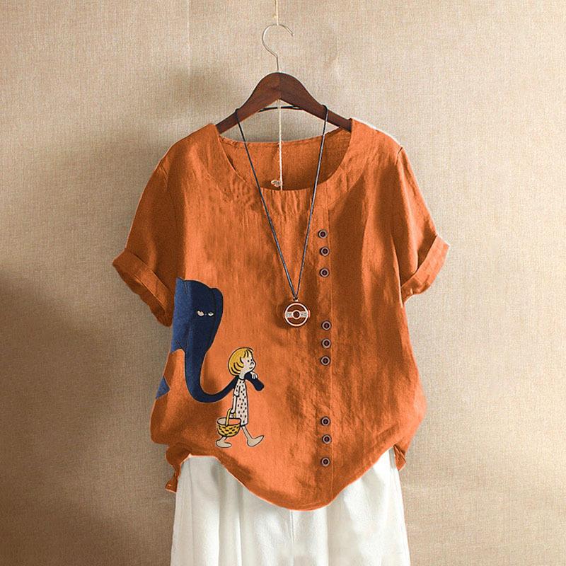 GMXIA Летняя винтажная футболка больших размеров из хлопка и льна с коротким рукавом, повседневная свободная футболка из хлопка и льна для женщин, женская одежда больших размеров