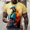 Fashion Colour Painting Parrot Graphic T Shirts Summer Men Casual Trend 3D Printed Short Sleeve Hip Hop Harajuku Streetwear Tees
