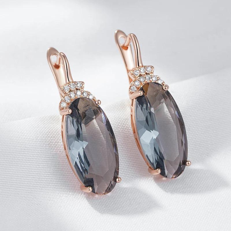 Серые большие циркониевые роскошные висячие серьги для женщин золотые геометрические украшения индивидуальные серьги аксессуары