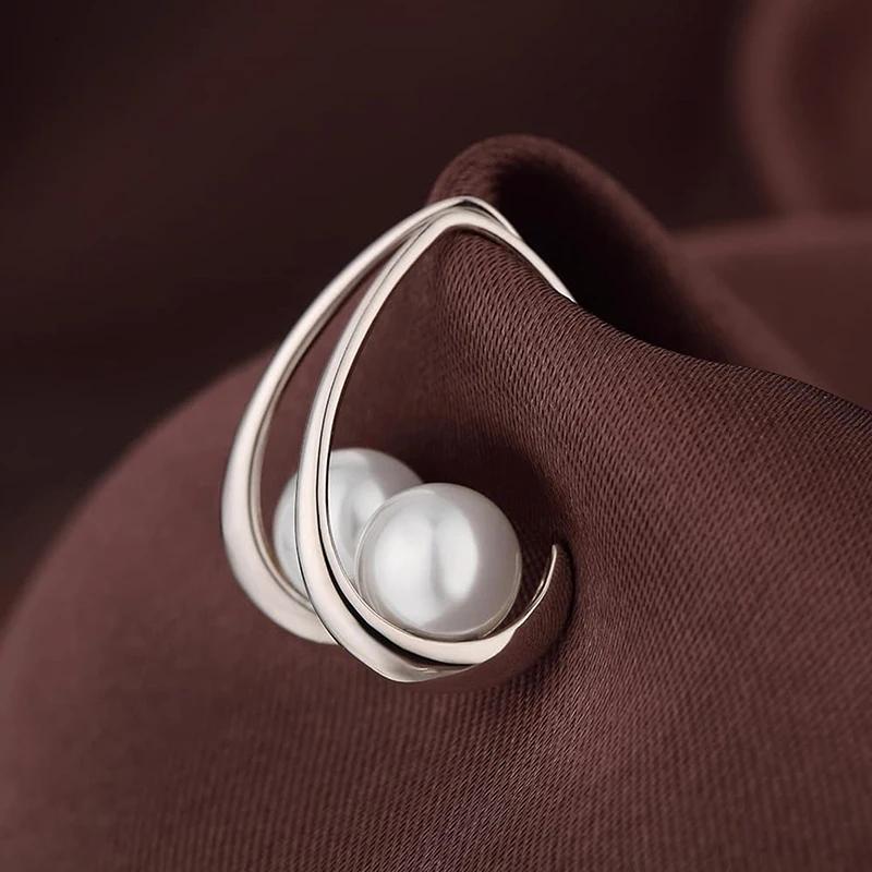 Xiaomi Huitan Unique Design Lady Drop Earrings Imitation Pearl Silver Color Elegant Metal Accessories Trendy Jewelry for Party Wedding