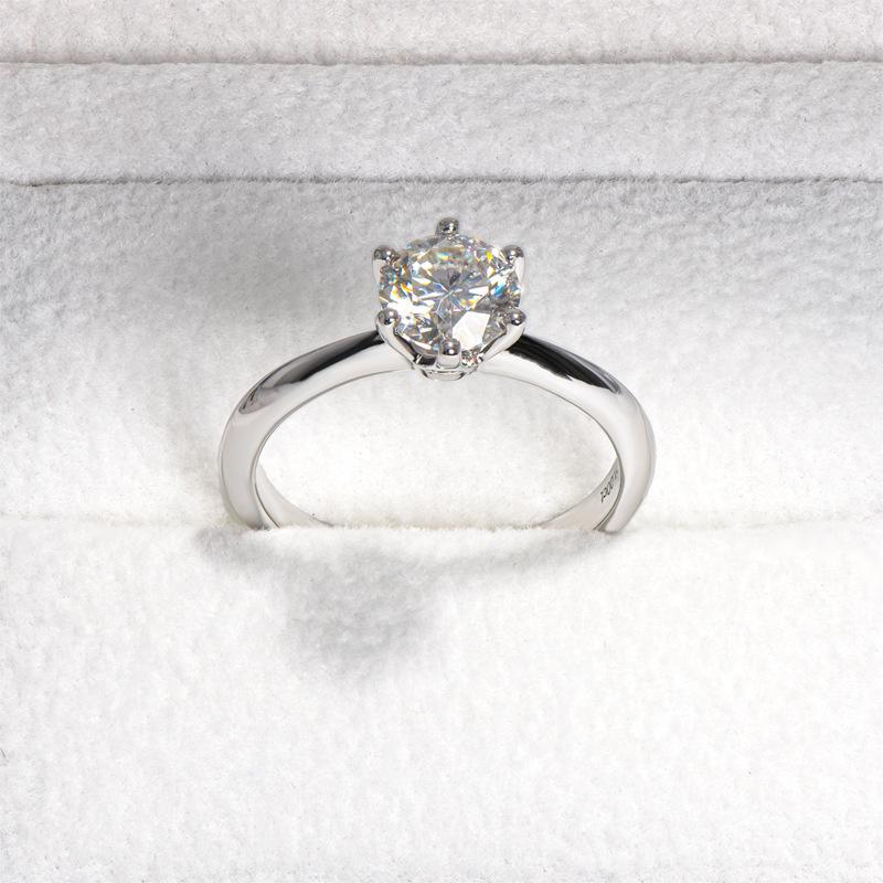 Bague Ringen Обручальные кольца с муассанитом цвета D 1,0 карат для женщин, ювелирные изделия из белого золота 18 карат, цвета стерлингового серебра 925 пробы