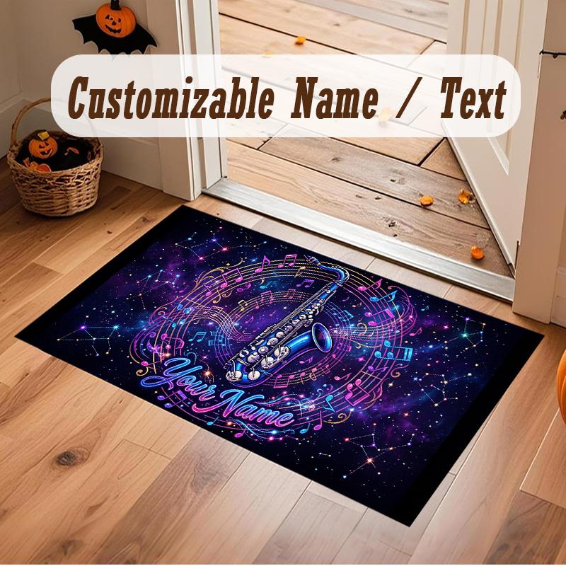 Astronaut Space Theme Soft Crystal Velvet Rug Custom Name & Text Print Non Slip Floor Rug for Bedroom Living Room