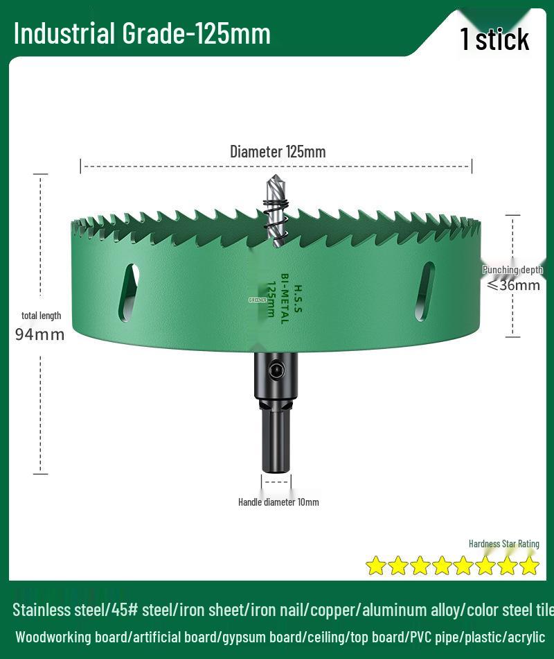 Green Forest Hole Saw Drill Bit for Metal, Wood, Plastic, and Gypsum Board