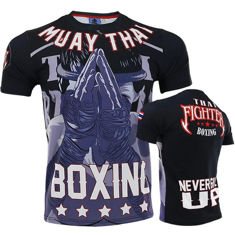 Muay Thai 3D Printed Sports T-shirt Men's Outdoor Fitness Training Suit Summer Casual Fashion Short Sleeved O-neck Clothing