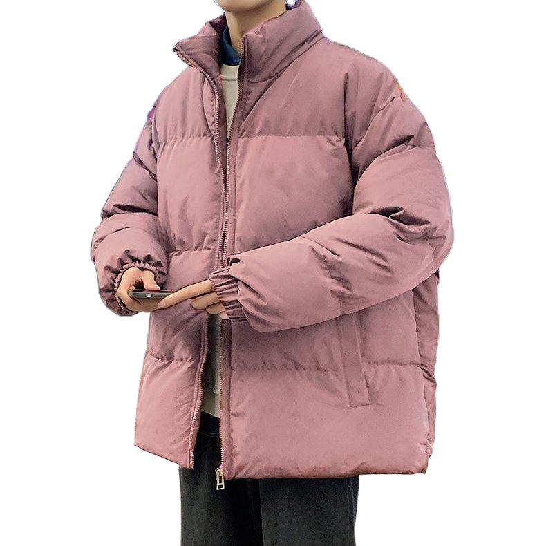 Men's Winter Thickened Cotton-Padded Jacket - Fashionable Loose Fit, Stand-Up Collar, Warm Bread Style
