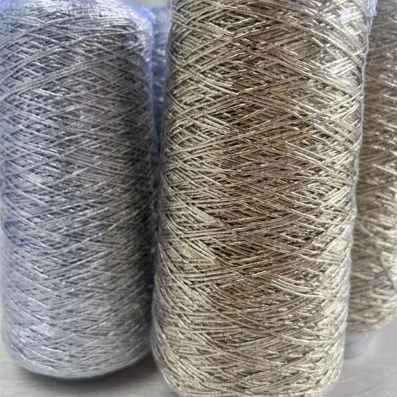 Нитки из полиэстера, 200 г/рулон, металлизированная нить для вязания крючком, плетения, изготовления сумок, брелоков, подвесок