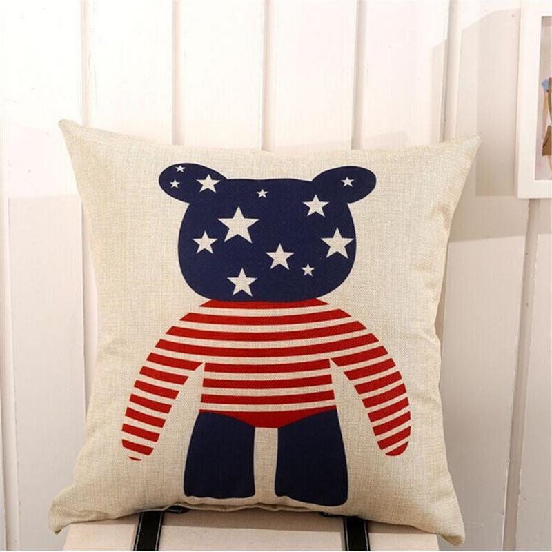 45x45cm Cotton Linen Sofa Cushion Cover Vintage Cartoon Animal Flower Printed Living Room Decorative Pillow Case