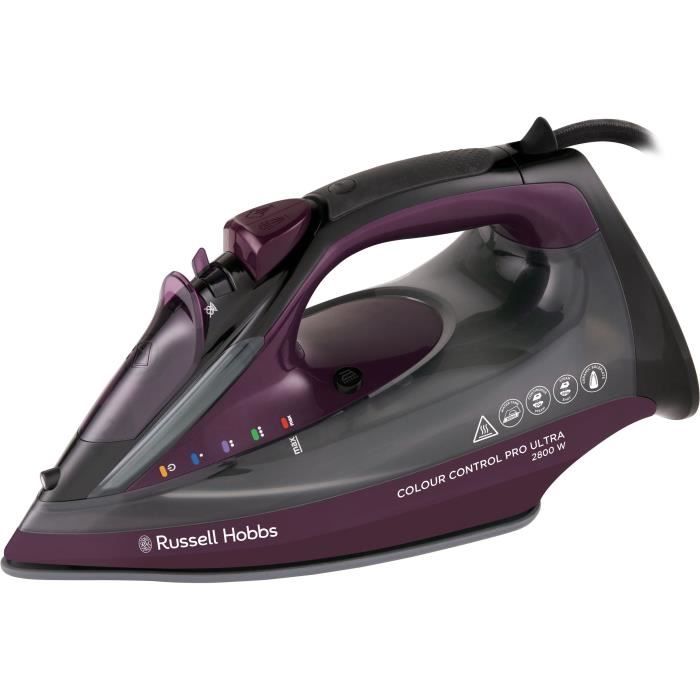 Fer à repasser - RUSSELL HOBBS - Colour Control Pro Iron Ultra - 2800 W - Noir / Violet