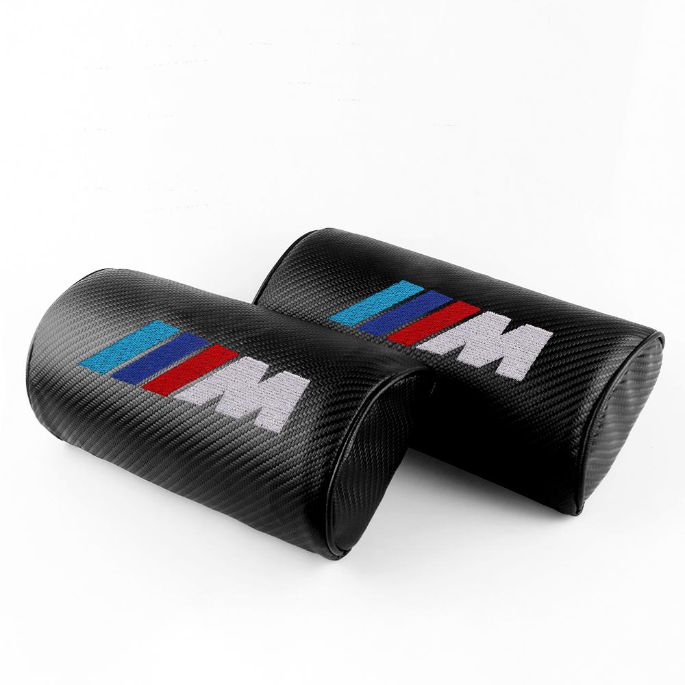 LXEQ4 For BMW 2pcs Carbon Fiber Car Seat Neck Pillow Rest Travelling Headrest Accessories For BMW M Performance E46 E90 E60 F30 E39 E