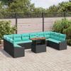 Garden Dining Set with Cushions 11 pcs Black and Teal