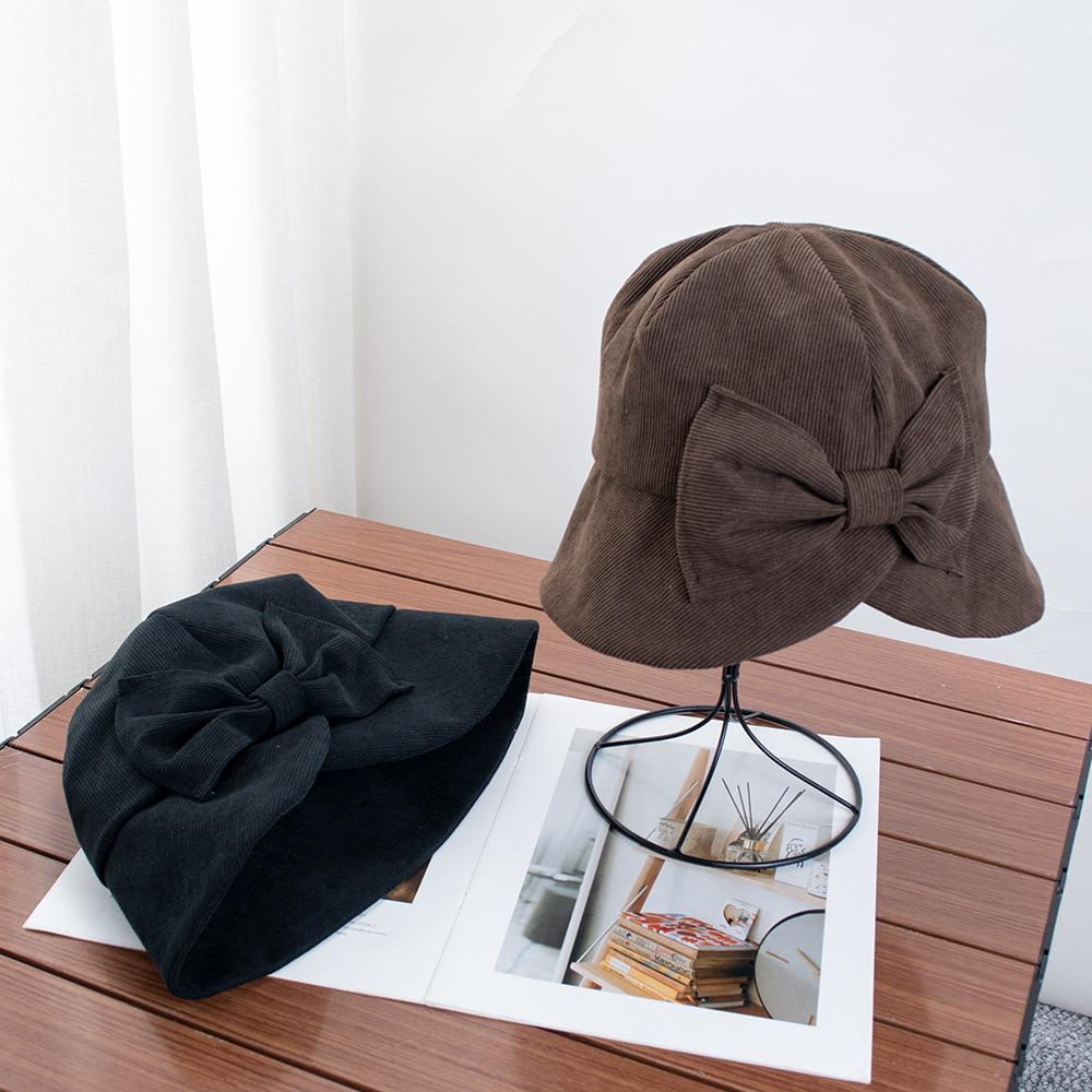 Fashion bow fisherman hat children autumn and winter new versatile thermal hat showing washbasin hat tide