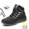 Men's Plush Safety Boots Steel Toe Warm Work Shoes Waterproof Anti-puncture Anti-smash Work Boots Men Sneakers